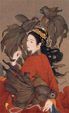 ~小迷糊~采集到中国元素——工笔人物