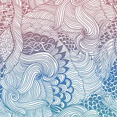 抽象图案背景与波浪装饰。手绘插图，涂色书涂鸦。海藻类的主题