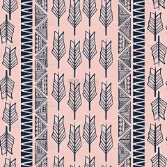 羽毛手绘无缝图案。矢量插图流行女性时装纺织印花和包装。