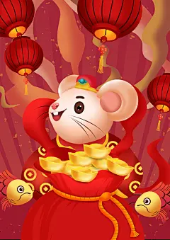 鼠年大吉新年快乐鼠年插画