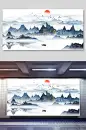 中式中国风山水背景素材