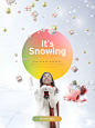 圣诞雪橇 可爱美女 礼物天降 圣诞节海报设计PSD tit047t1073w11