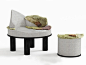 Round fabric bench with back WILD GARDENS OF OUDOLF | Bench with back by Panoptikum Collections