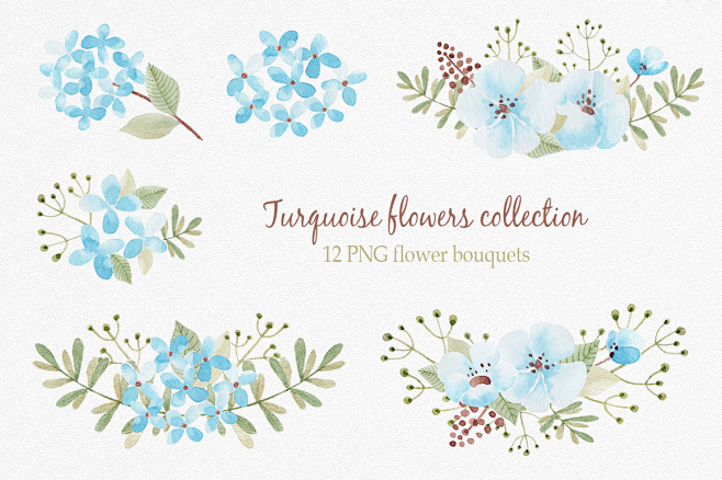 Turquoise flowers. W...