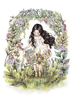 韩国插画家Aeppol 的《森林女孩日记》系列插画