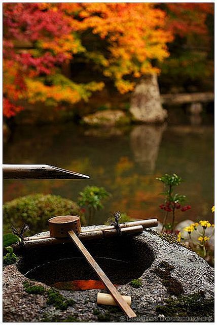逐鹿和蹲踞。“逐鹿”為日本園林中一竹制小...