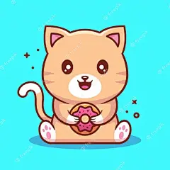 Gato kawaii fofo segurando donut ilustração em vetor de desenho animado vector animal de estimação premium em estilo simples | Vetor Premium _猫咪插画_T20211127 #率叶插件，让花瓣网更好用_http://ly.jiuxihuan.net/?yqr=18228286#