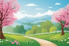 公园创意小草插画背景图
