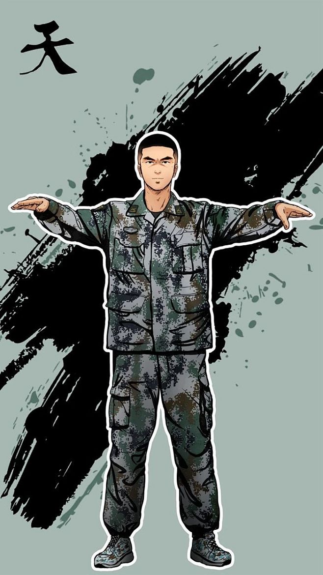 军人军旅帅气致敬绘画插图来自young军旅漫画