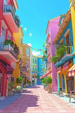 C4D电商商街模型虚拟空间设计