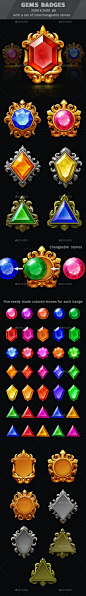 Gems Badges with a Set of Interchangeable Stones