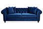 Saretta 72" Tufted Velvet Sofa, Blue