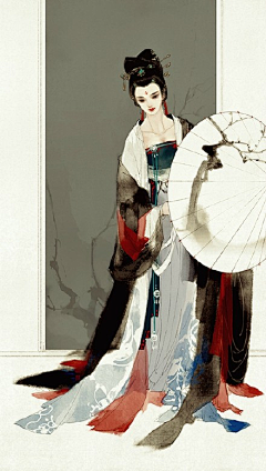 开杯乐桑123采集到立绘美宣插画（古风水墨风）