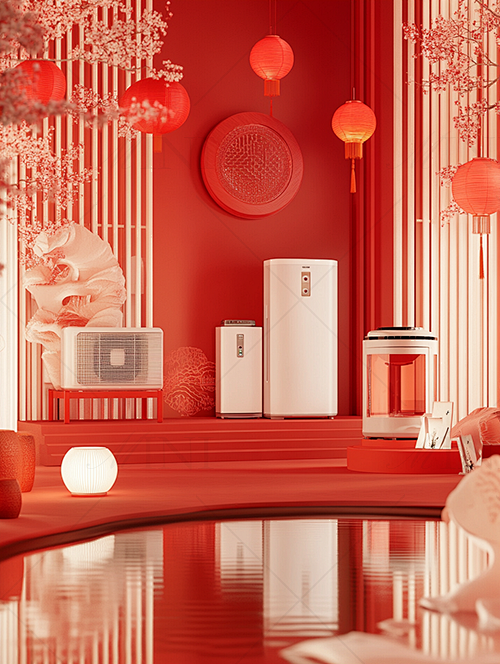 1213新中式春节红色喜庆灯笼C4D场景...