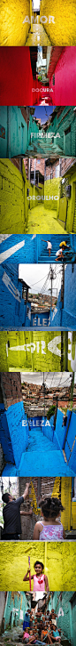 Boamistura给贫民区一个多彩的希望
艺术往往给人一种高不可攀的姿态，没有亲民，不入生活，还记得曾介绍过的#贫民窟的艺术新装 #里favelapainting项目组用涂鸦艺术改造的贫民区吗？当艺术融入即将要被人们忘记但却富有浓厚生活气息的贫民区时，艺术才显得更为真实而充满希望。
来自马德里的5名艺术家创办的Boamistura团体再次将艺术融于生活，用色彩和富有希望的口号给贫民区带来了一次革命性的变化。挡艺术给生活带来某种概念的时候，艺术将不再显得高不可攀，尤其是在这场与当地小朋友一起完成的城区图画