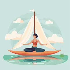 海上瑜伽插画 图标 SVG 设计 素材 矢量