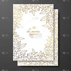 保存日期卡婚礼请柬模板。设计模板与花圈的叶子。金卡名片模板, 明信片, 答谢卡, 菜单, 传单和背景