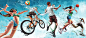 volley Bike soccer basketball basket ball runner run beach sports montain football splash ink Melt
