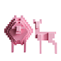 北欧创意抽象动物摆件 娇羞粉色方块乐高造型家居软装饰儿童房-善木良品