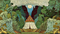 ⛰️俄罗斯插画家、舞台设计师 Ivan Bilibin（1876—1942）为俄国芭蕾舞团设计的经典舞台场景。