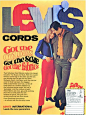 六十年代，李維斯燈芯絨褲子的廣告