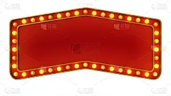 红色marquee金色灯板标志复古在白色的背景。三维渲染