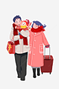 一家三口回家拜年温馨手绘插画png免抠素材_新图网 https://ixintu.com 回家拜年 温馨 手绘 插画