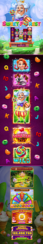 Sweet Forest Slot | Caesars Casino : Our studio was responsible for full slot art design and production, including background and symbols art, symbols' animation, UI/UX design, pop ups and logo design.