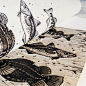 Reeled In, Linocut on Behance