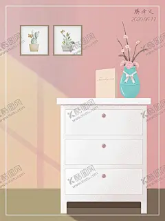 板绘治愈系家具插画 【酷图网】PS,鼠绘,板绘,治愈系,家具,插画