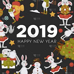 2019,雪人,小兔子,新年前夕,华丽的,蔬菜,热,事件,问候,滑冰
