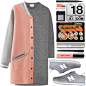 A fashion look from December 2015 featuring grey wool dress, pastel cardigan and traction shoes. Browse and shop related looks.