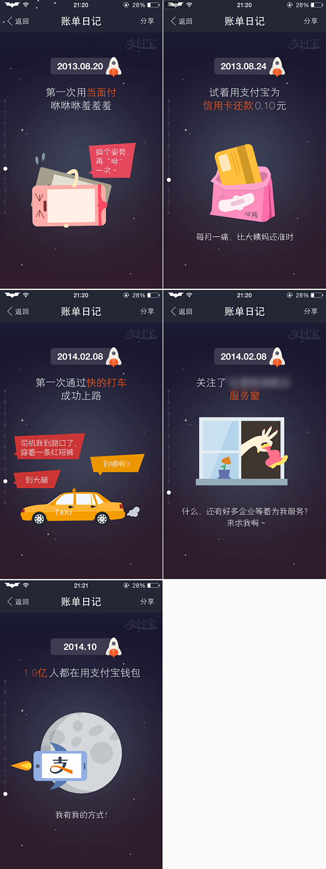 移动 APP 活动页 支付宝钱包 十年账...