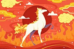 十二生肖马插画矢量图设计素材