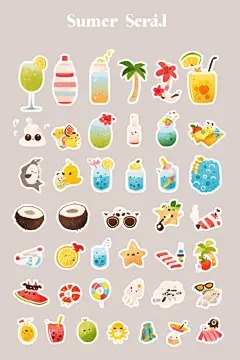 夏季元素插画绘画