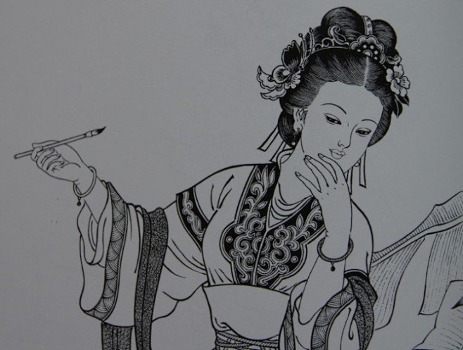 唐代画家吴道子线描人物65 - 老泥鳅素...