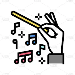 经典音乐音乐会颜色图标矢量插图
