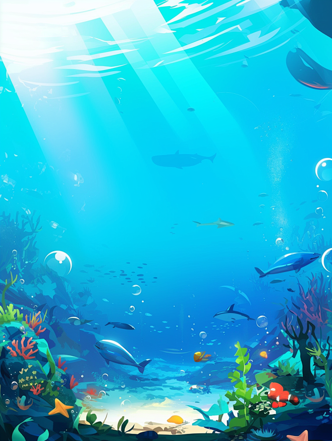 海底世界场景 海底世界卡通风格 海底