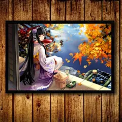 日本卡通动漫美女风景日式装饰画二次元动画人物卧室书房壁挂墙画-淘宝网