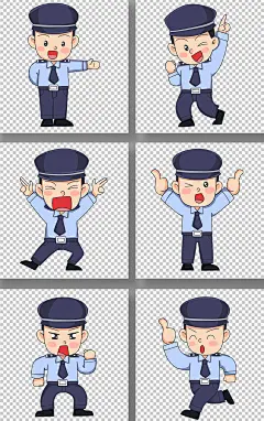 手绘卡通警察人物插画元素