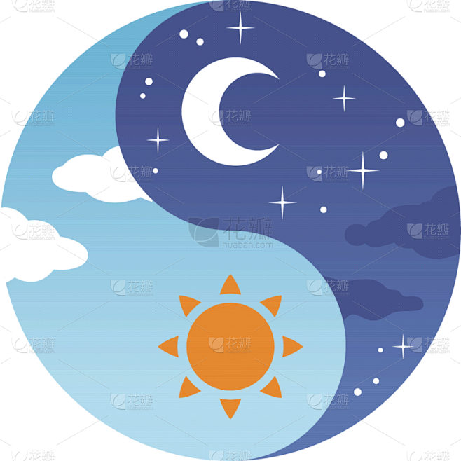 阴阳符,夜晚,白昼,月,云,树荫,户外,...