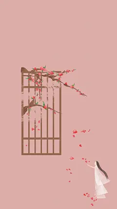 复古三生三世十里桃花手绘插画H5背景 设计图片 免费下载 页面网页 平面电商 创意素材