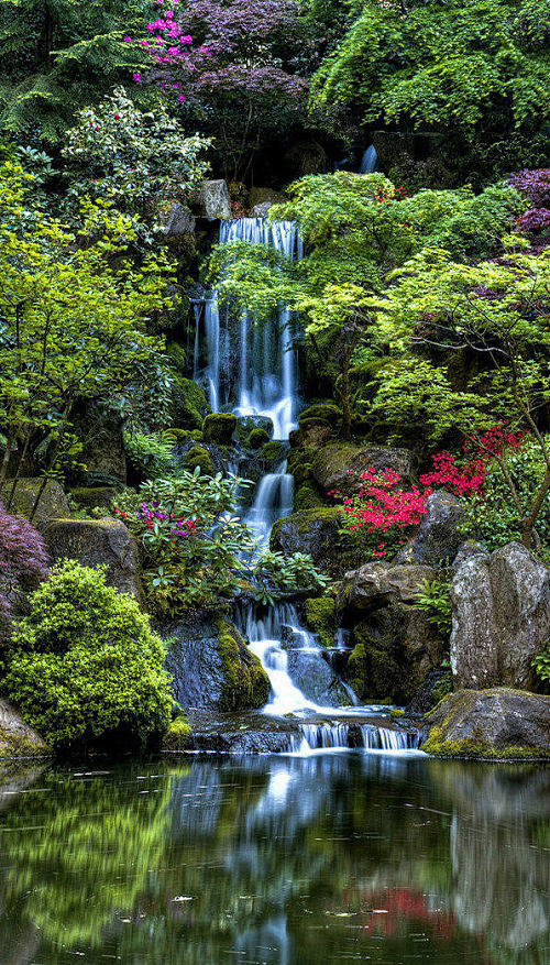 高山流水，潺潺溪流、波光粼粼的水面画一样...