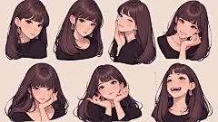 AI现代时尚女生头像插画素材 人物表情设计绘画参考 临摹素材-淘宝网