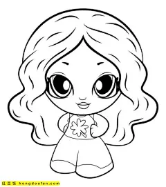 10张有着蝴蝶结装饰的卡通娃娃涂色简笔画！女孩子们最爱的玩具涂色-红豆饭小学生简笔画大全