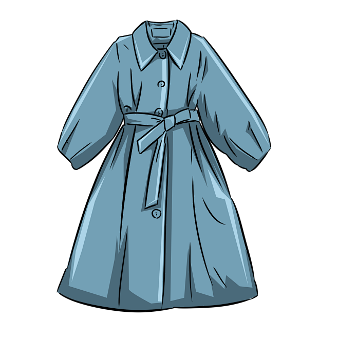 风衣大褂衣服服装裁缝女装卡通衣服矢量图