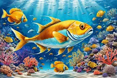 珊瑚海水海床深海海洋生物动物鱼类插画图片