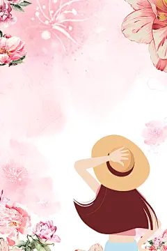 粉色手绘女生节少女春天海报|粉色,手绘,女生节,春天海报,春季,女王节,清新,文艺,女装背景,春季上新,少女,花朵