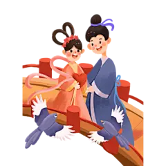 【米图网-52mitu.com】七夕 情人节 喜鹊 牛郎 织女 插画 手绘七夕情人节元素