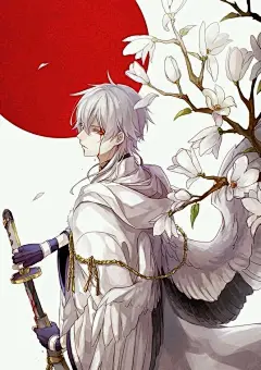 美图，男生，头像，壁纸，刀剑乱舞，高清，血腥，唯美，古风，花瓣，白色